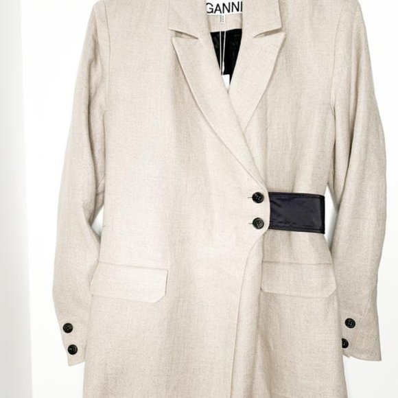 GANNI LINEN WRAP BLAZER SZ 38 NWT (RETAIL $981) - Picture 2 of 5